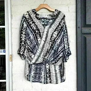 Parker grey silk reptile print surplice neck blouse size small